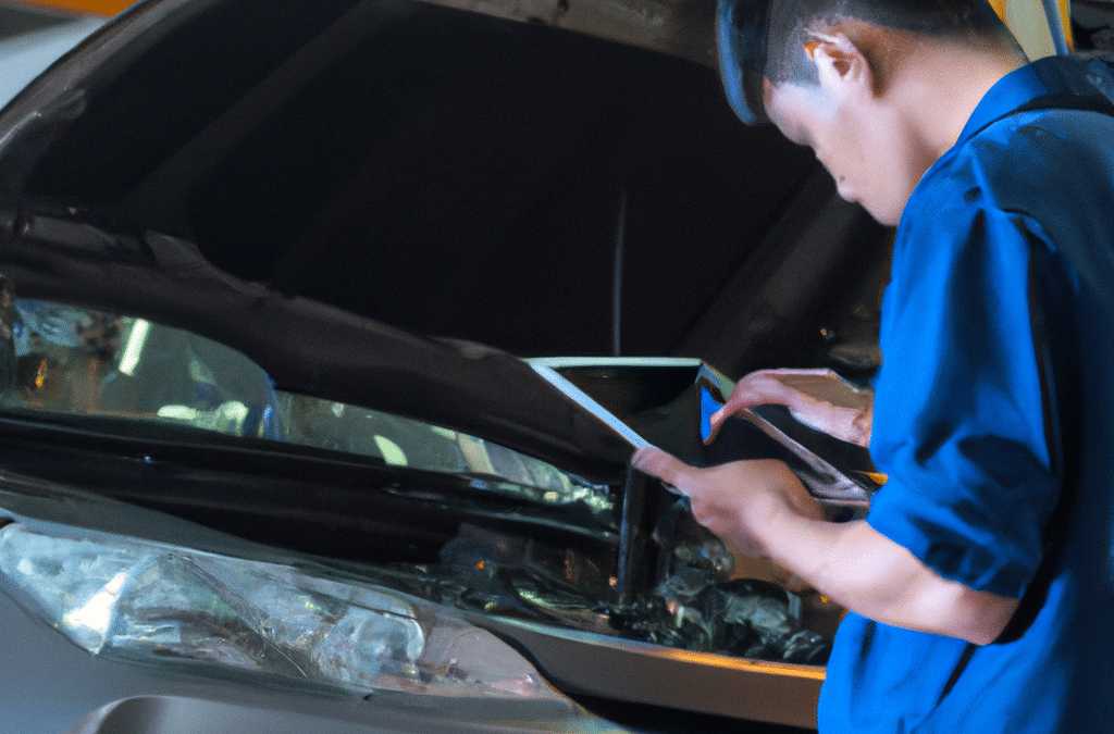Mechanic performing a DVI at Albion Auto Service in Bolton. ON