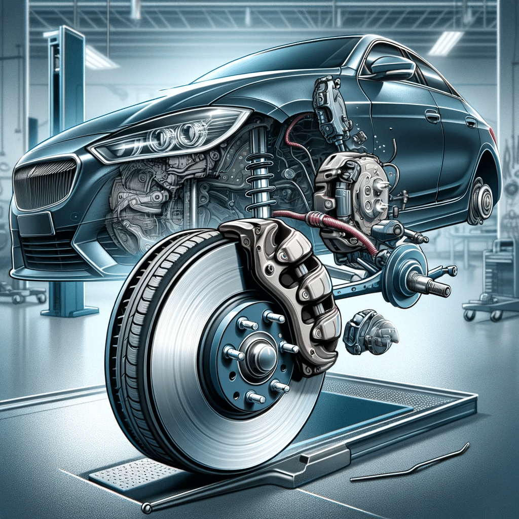 Digital Illustration of a Car with Its Brake System Visible