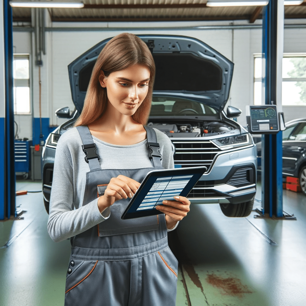 a Mechanic at Albion Auto Conducting a Digital Vehicle Inspection (dvi) on a Car