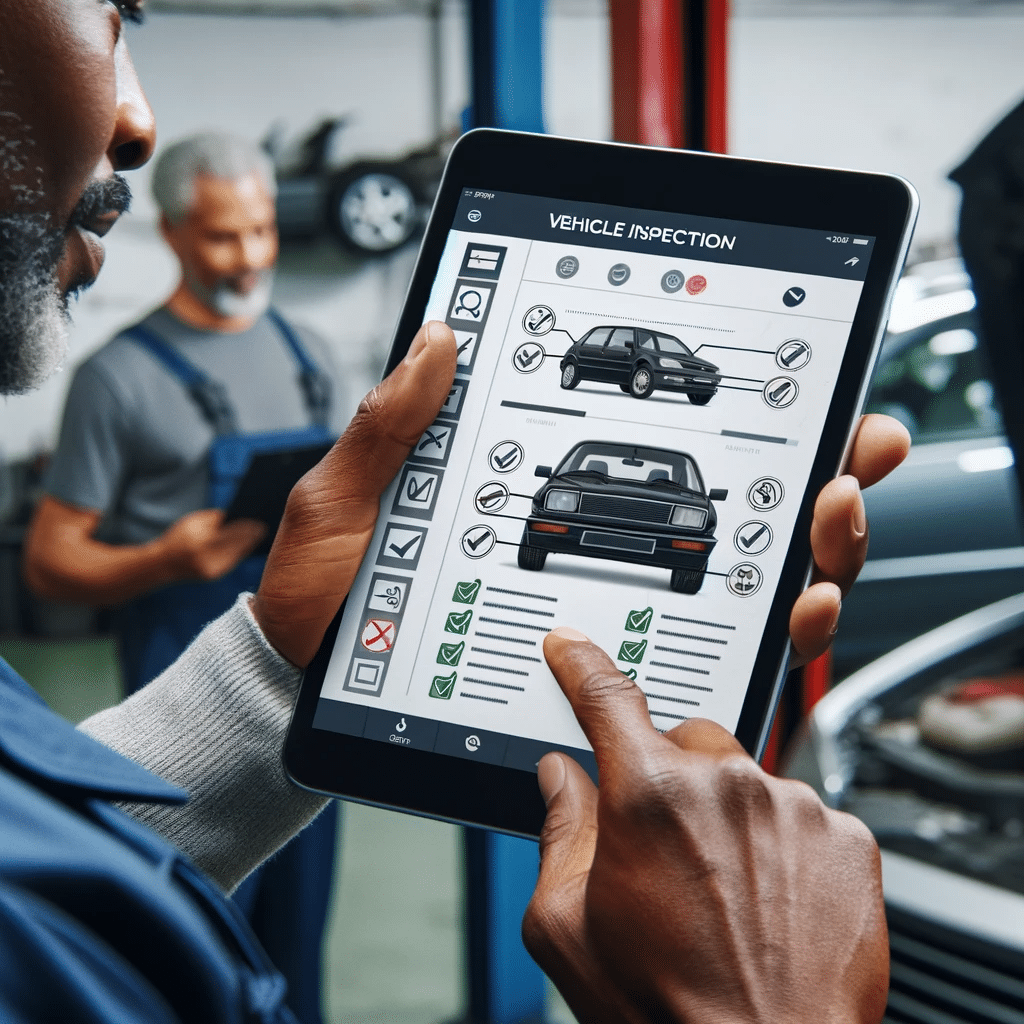 A-close-up-image-of-a-digital-vehicle-inspection-report-on-a-tablet-screen-held-by-a-mechanic-at-albion-auto