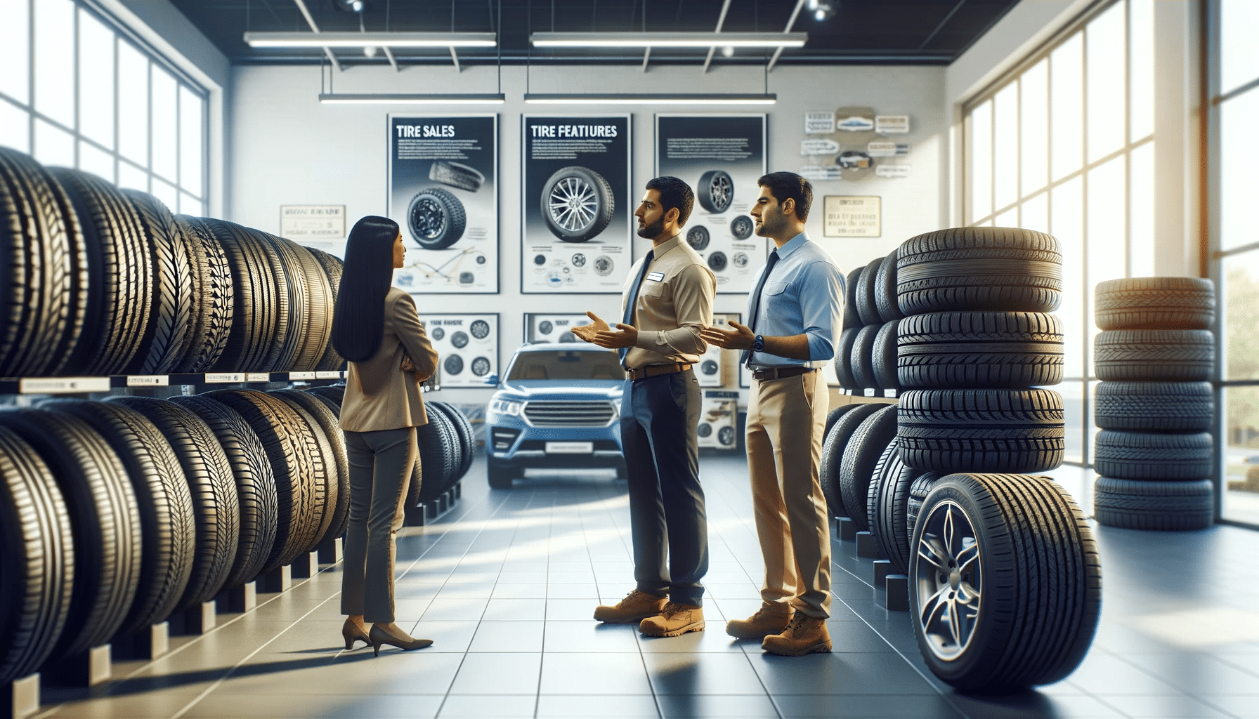 A-variety-of-high-quality-tires-displayed-in-a-well-lit-showroom