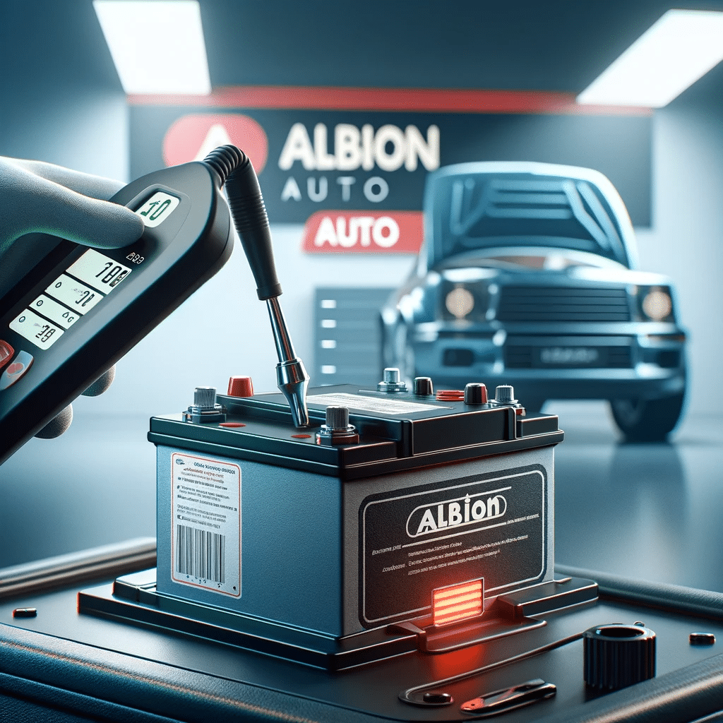 Car-battery-being-tested-with-modern-diagnostic-equipment-at-albion-auto