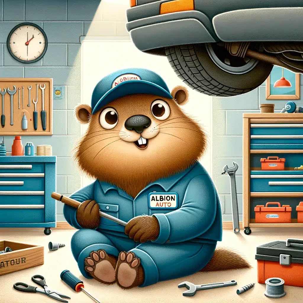 groundhog-as-a-mechanic-working-under-a-car-with-tools-scattered-around-in-a-garage-